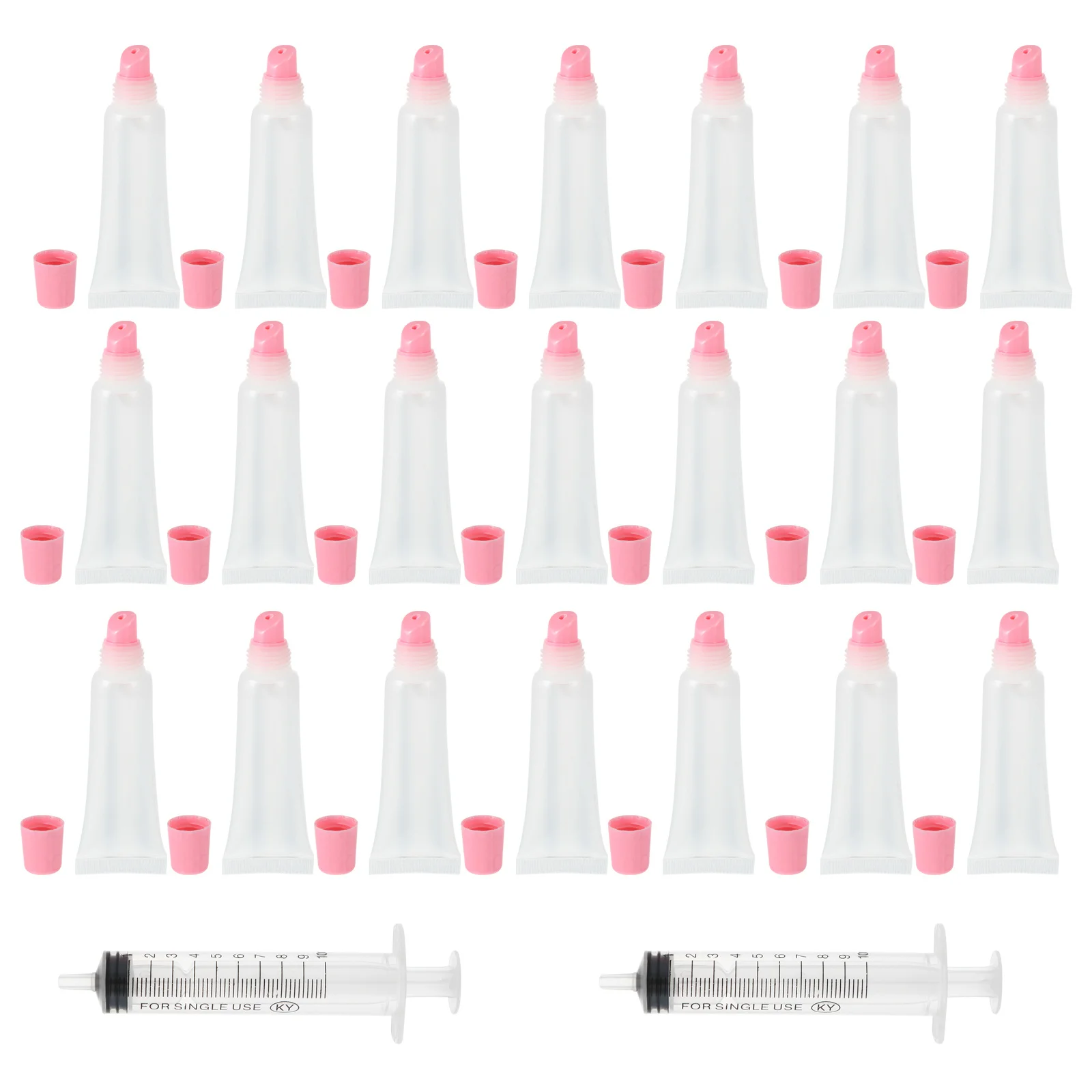 40Pcs 10Ml Lip Gloss Tube Set Refillable Lightweight Compact Dispenser for Oils Creams DIY Beauty Samples Empty Lip