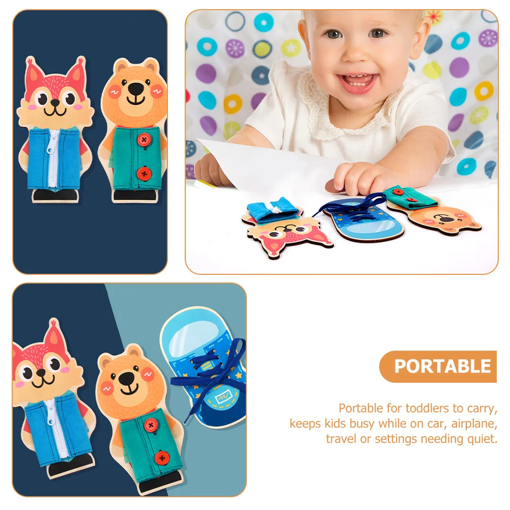 

1 Set Of Early Education Busy Board Wooden Tie-Up Shoe For Toddlers Fine Motor Skills Practice Kids Tying Learning Preschool