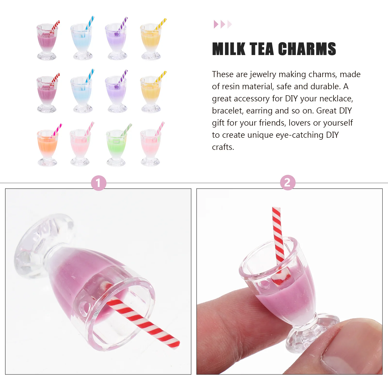 12 szt. żywicznych zawieszek w kształcie herbaty mlecznej, akcesoria do tworzenia biżuterii DIY, breloczki, wisiorki do naszyjników, kolczyków, unikalny, kreatywny, ręcznie robiony prezent