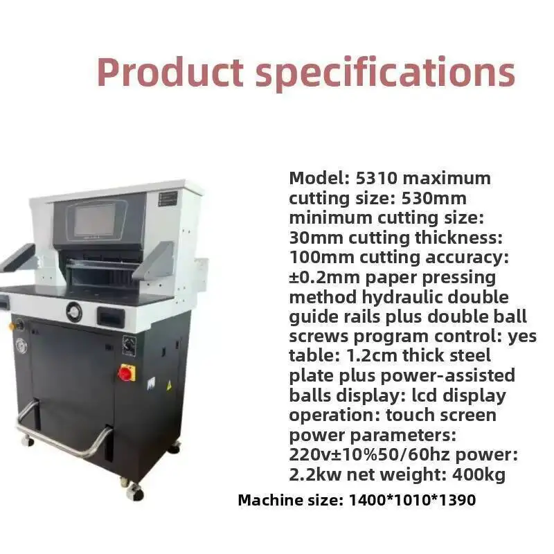 Dual Cutter Hydraulic Paper Glue Fully Automatic Cutting 5310 Model 10Inch Touch Screen Programmable
