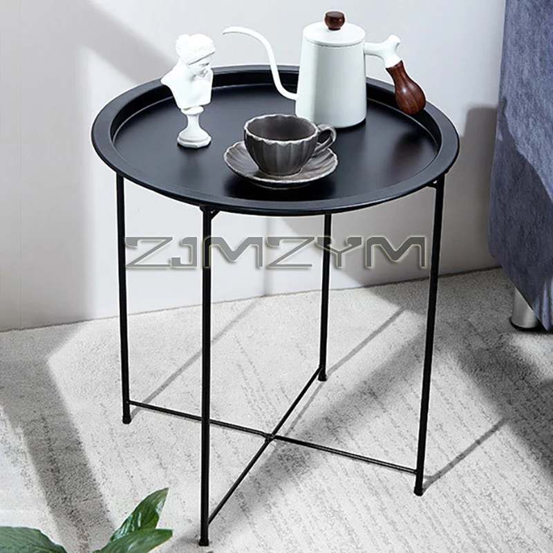 Tray Round Side Table Folding Corner Table Auxiliary Tea Table Portable Small Camping Barbecue Table
