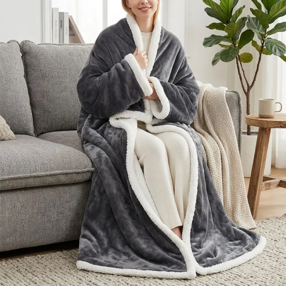 6-8 Heat Levels Electric Wearable Heated Blanket Constant Temperature Skin Friendly Flannel Heating Pad Fast Heating
