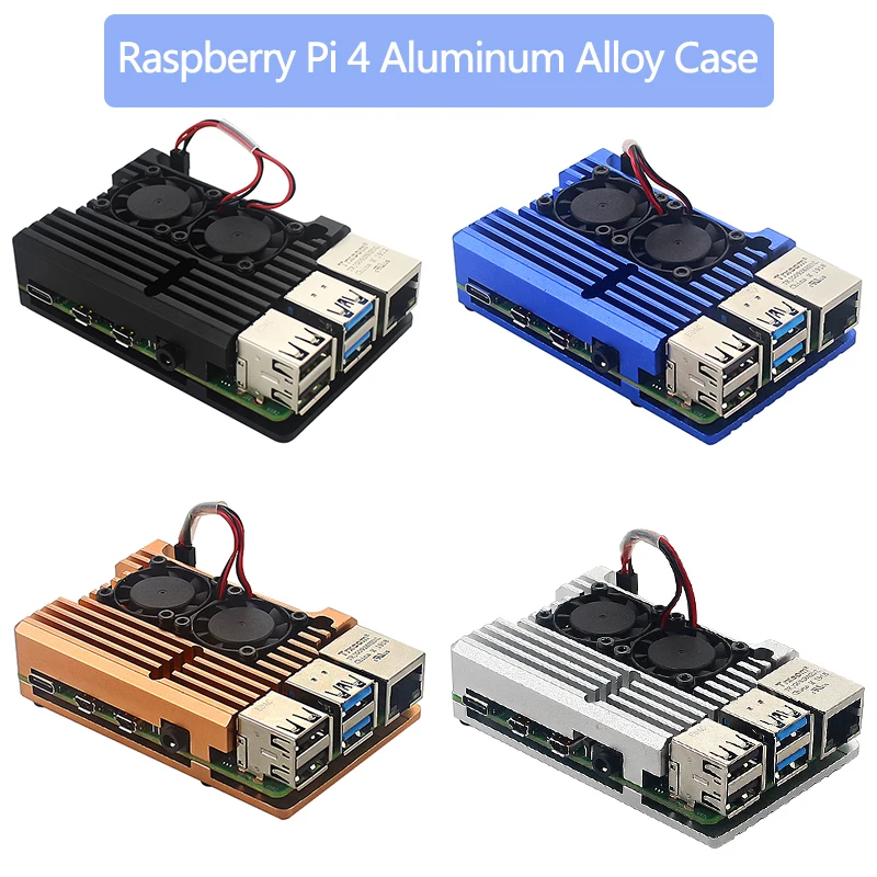 Raspberry Pi 4 koperta ze stopu aluminium z podwójnym wentylatorem chłodzącym obudowa radiatora dla Raspberry Pi 4 Model B