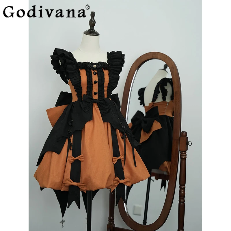 

2025 New Japanese Original Halloween Lolita Dress Elegant Cute Sweet Cool Girl Puffy Group Cosplay Exhibition Dress