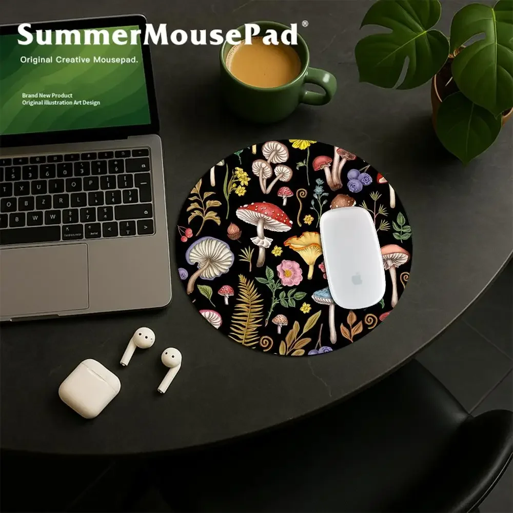 Round Forest Plant Mouse Pad Rubber Non Slip Office Keyboard Mat Desk Pad Gamer Setup Decoration Playmat Desktops Desk Organizer
