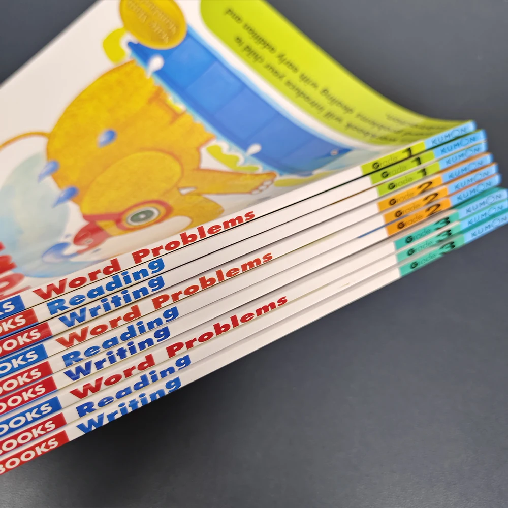 3 books Kumon Math Workbooks English Workbook  Application Questions For Grade 1-6 English Book