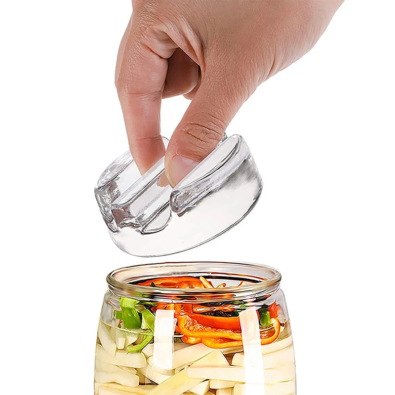 Fermentation Glass Weight with Easy Grip Handle Heavy Glass Fermenting Lid for Jar Pickle Pickling Crock Kimchi