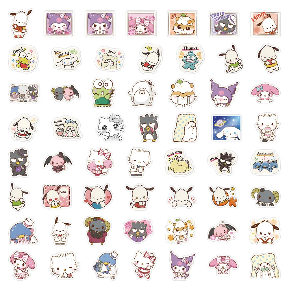 10/30/62PCS Sanrio HelloKitty Kuromi Pochacco My Melody Stickers Cute Cartoon Creative Decals DIY Wall Bike Notebook Gift Toys