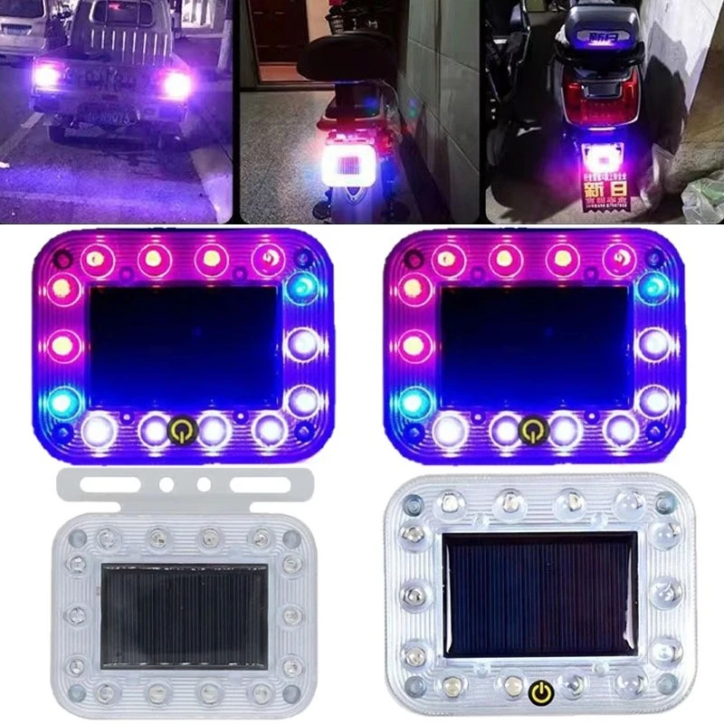 Waterproof Car Solar Light Shockproof LED Truck Warning Light No Wiring Solar Flash Light Vehicle Anti Rear End Collision Lamp