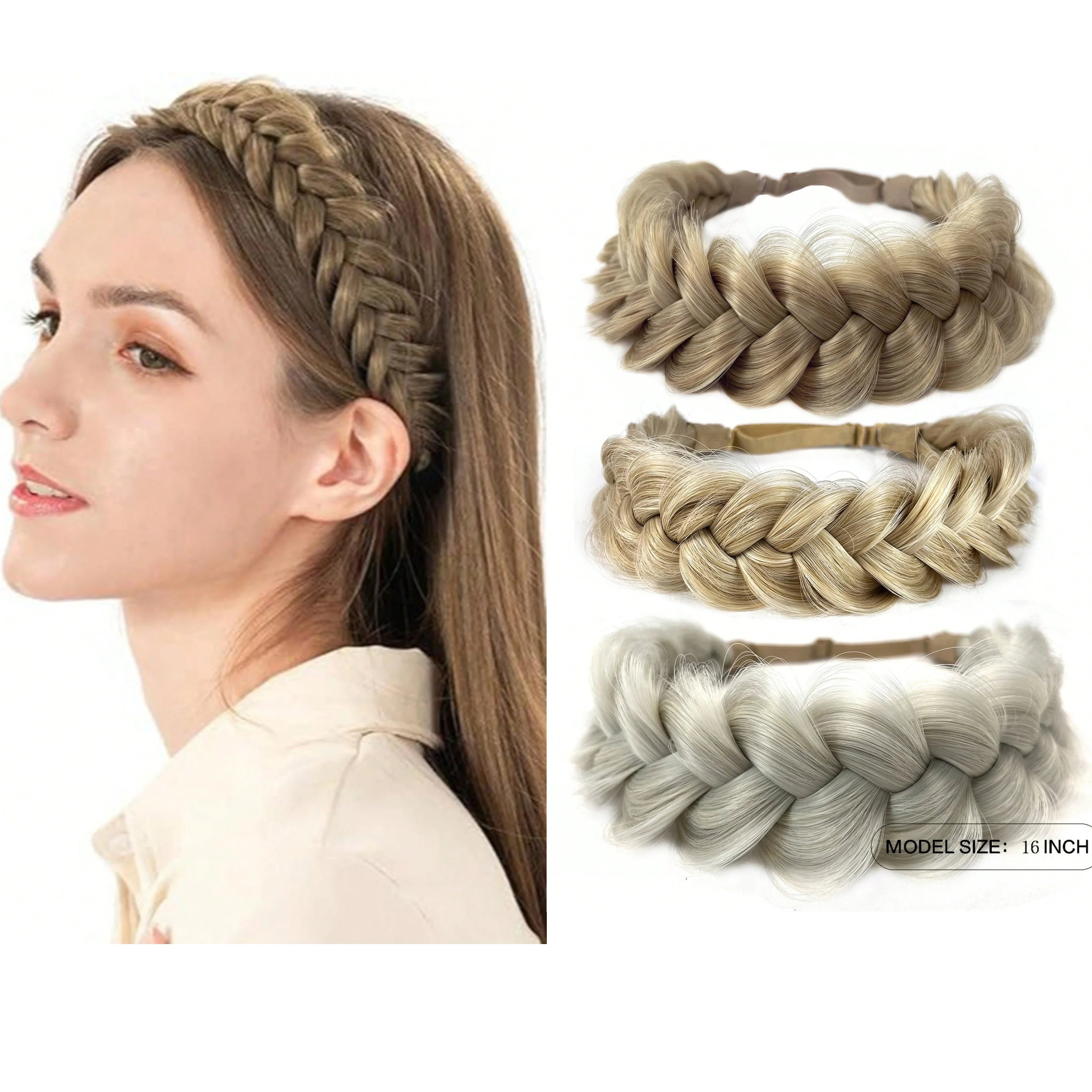 

1pcs Hand Knit Braid Hair Twist Headband Synthetic Braids Elastic Adjustable Hairpiece Hair Accessories for Women Girls Festival