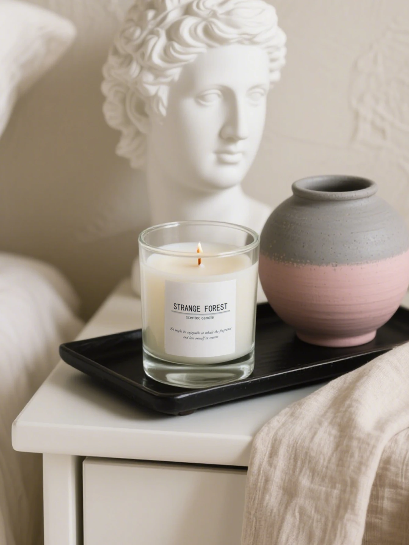 1pc white glass scented candle holder, made of soy wax, with jasmine and vanilla scents. Suitable for home decoration, aromather