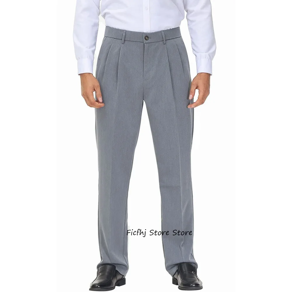 الأعمال عارضة الرجال الخياطة السراويل للرجل مستقيم الساق ألياف البوليستر بلون السراويل العمل بنطلون الملابس الكلاسيكية