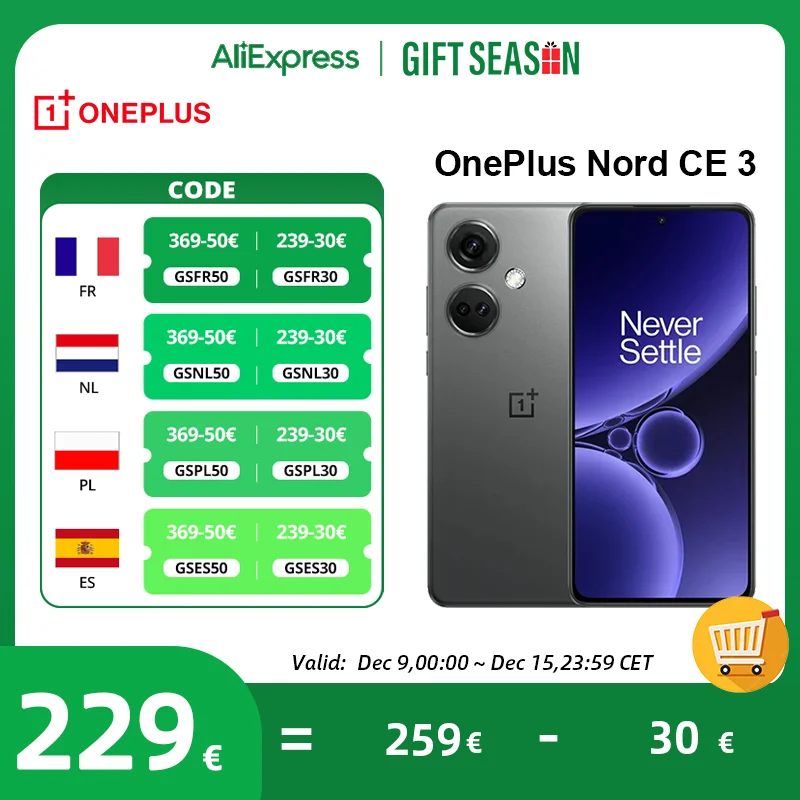 Global Version OnePlus Nord CE 3 5G Snapdragon 782G 120Hz Fluid AMOLED 80W SUPERVOOC 5000mAh Battery 50MP IMX890 Main Camera