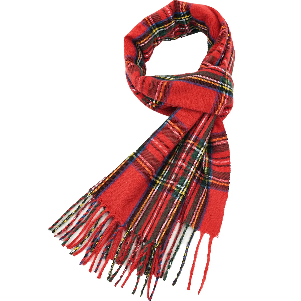 A Christmas and New Year winter soft cashmere texture scarf to keep you warm and classic green and red plaid scarf and shawl