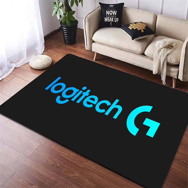 Logitech Mouse Keyboard Headset Logo Area Rugs for Living Room Bedroom Decoration Rug Children Play Room Mats Anti-slip Carpets