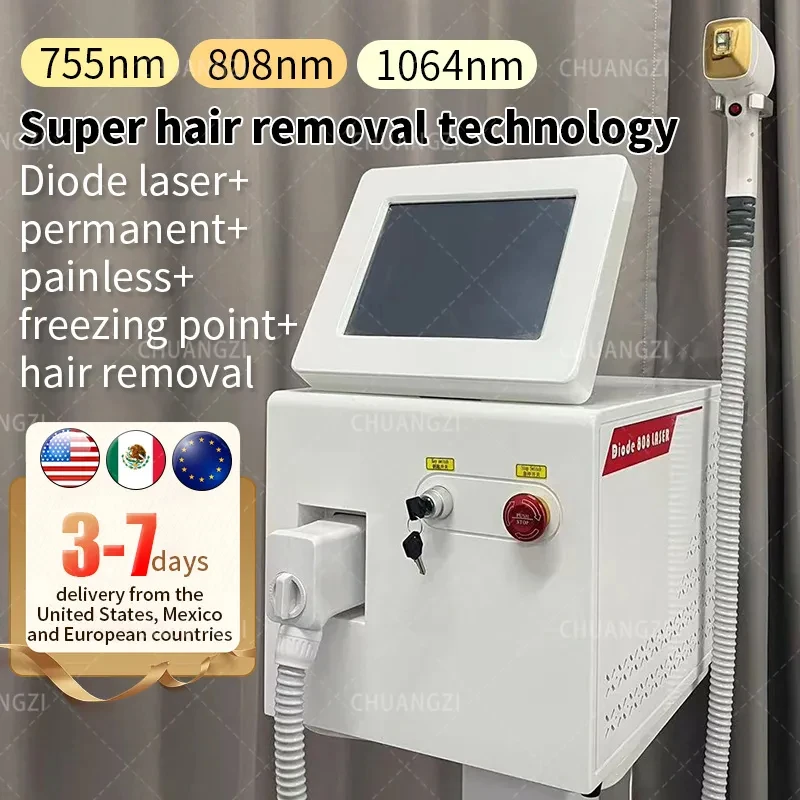 

Newest Cooling Painless Diode La-ser Hair Removal Equipment Hair Remover 2000W 3 Wavelength Ice Platinum 755nm 808nm 1064nm