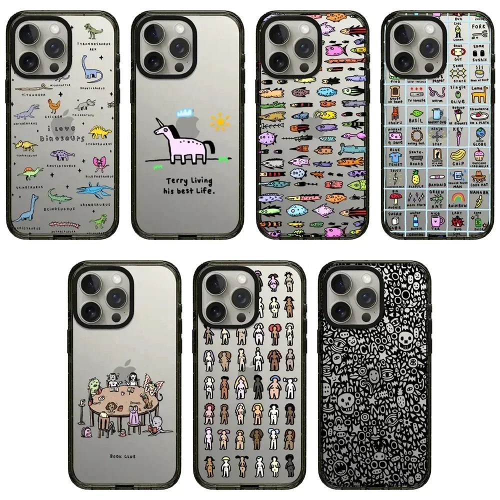 

Cartoon Skull 2.5 Acrylic Black Border iPhone 12 13 14 15 Pro Max Protective Case