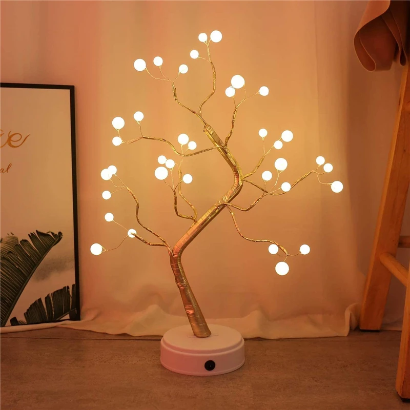 LED Birch Tree Night Light Mini Tree Copper Wire Garland Lamp For Kids Home Bedroom Decoration Fairy Atomsphere Holiday Lighting