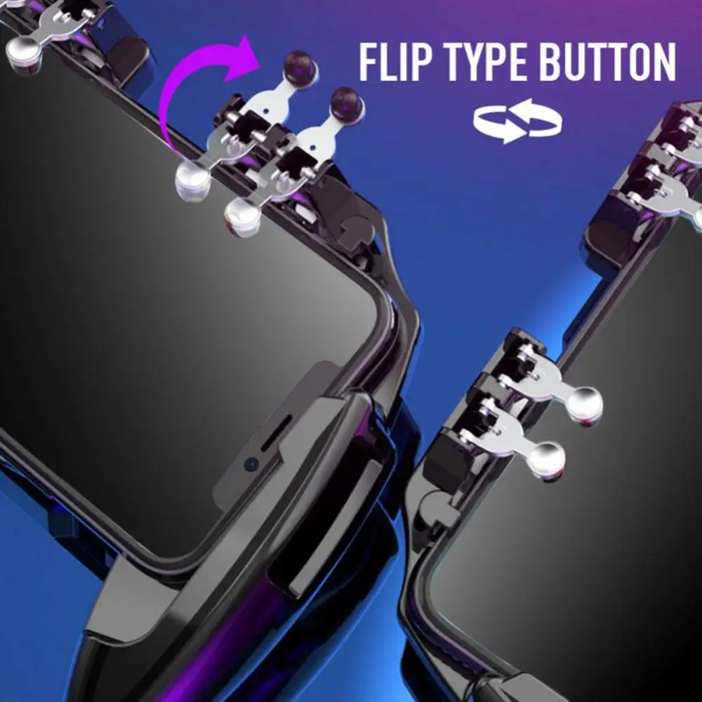 Cooling Fan Six Finger Phone Game Controller Gamepad Shooting Trigger for PUBG