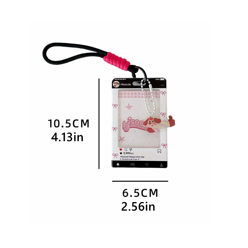 Funda deslizante acrílica de dibujos animados, cordón, tarjetero, Animal bonito, funda para tarjeta de identificación de estudiante de 3 pulgadas, llavero, accesorio para Fans