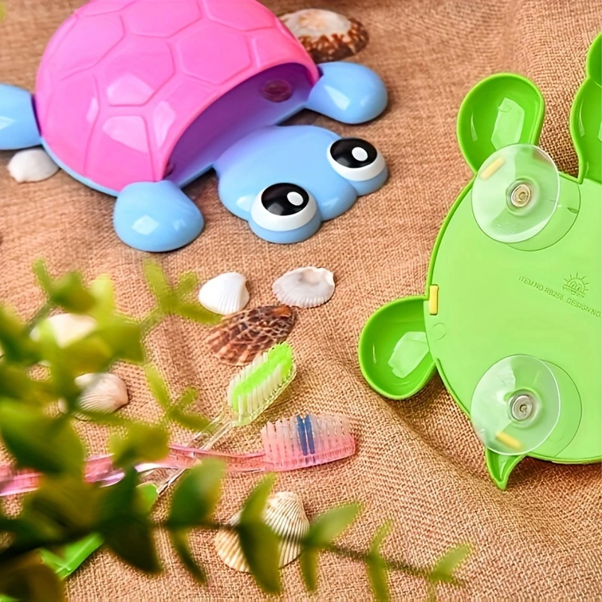 1pc-Plastic cute turtle rack, cartoon bathroom storage and o