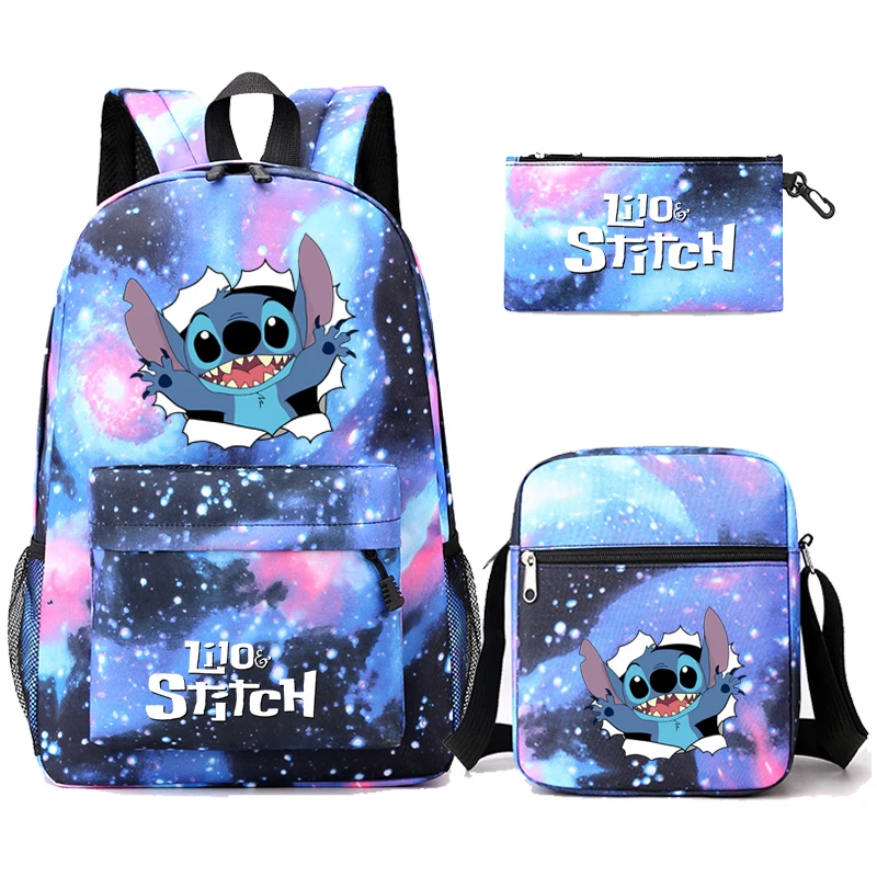 3Pcs/set Disney Lilo Stitch Backpack for Teen Boy Girl Back To School Backpack with Lunch Bag Student Schoolbag Men Women Bag