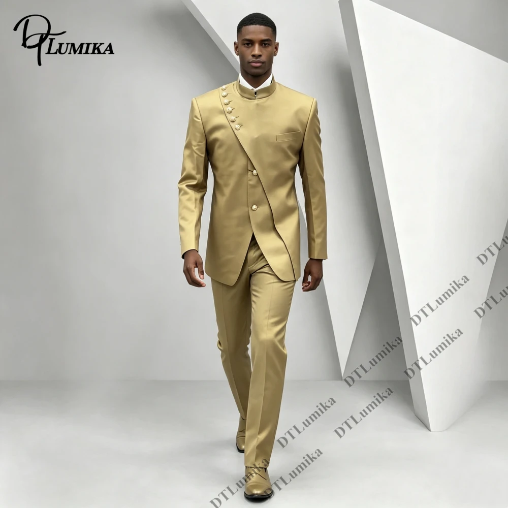 Asymmetric Slant Button Blazer Pants for Men Formal Party Prom Suit Attire XXS-7XL Customized Fitting Suit Jacket Trousers