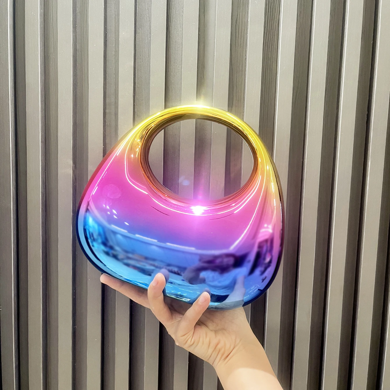 Golden Evening bag Purses and handbag luxury Designer shoulder bags moon bag Party Wedding Round Acrylic Shiny  Clutch purse