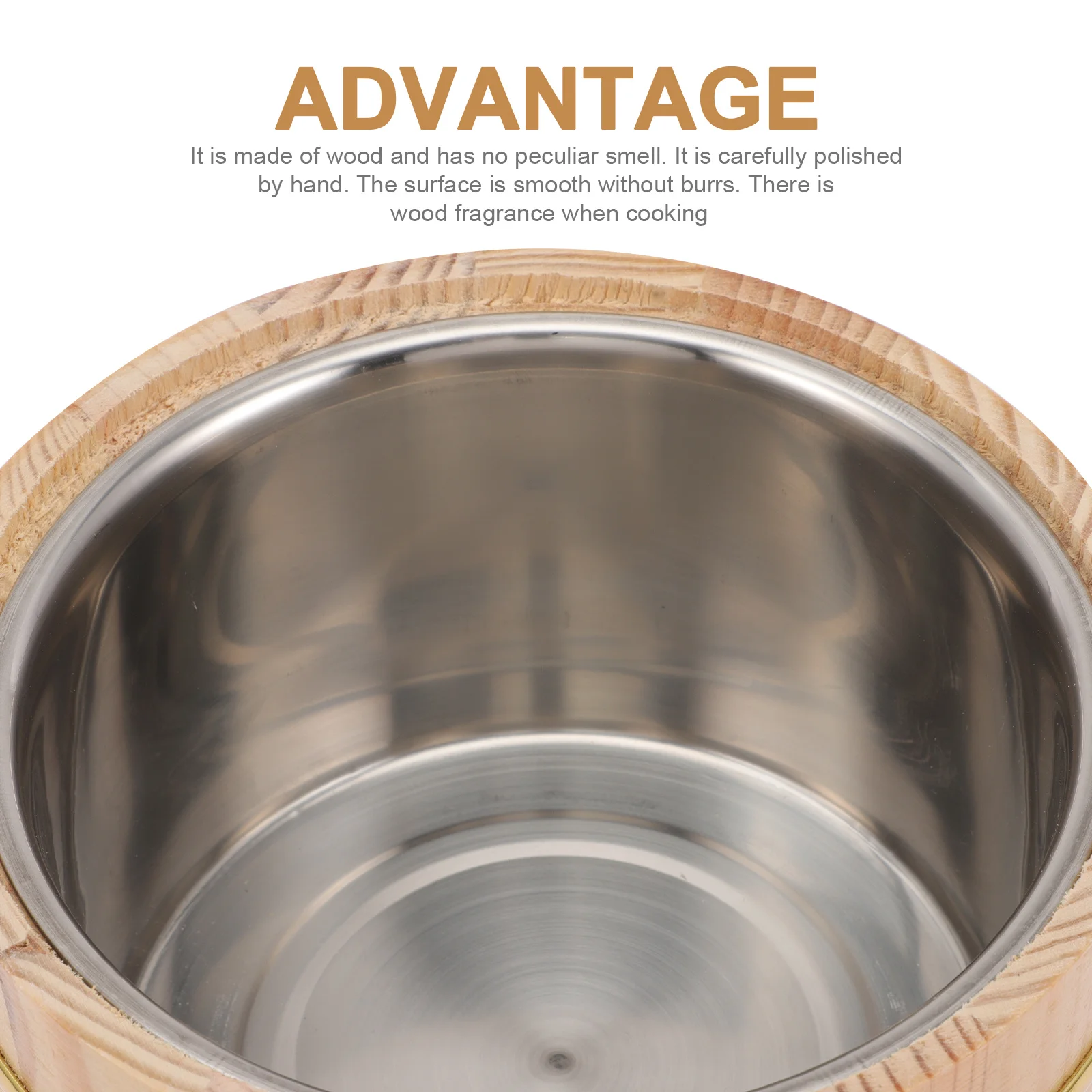 

1Set Wooden Rice Bucket Polished Steamed Rice Container Lid Handle Practical Cooking Tool for Home Restaurant Use