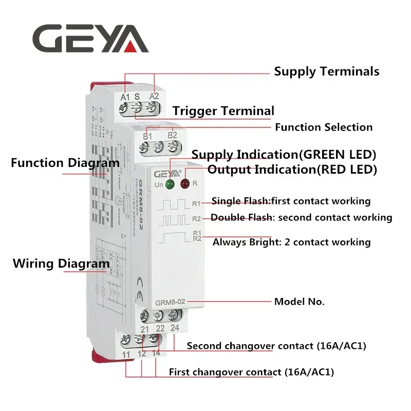 GEYA Din Rail Latching Relay 220V Impulse Relay DC12V 24V 16A Electronic Relay 220V with CE CB