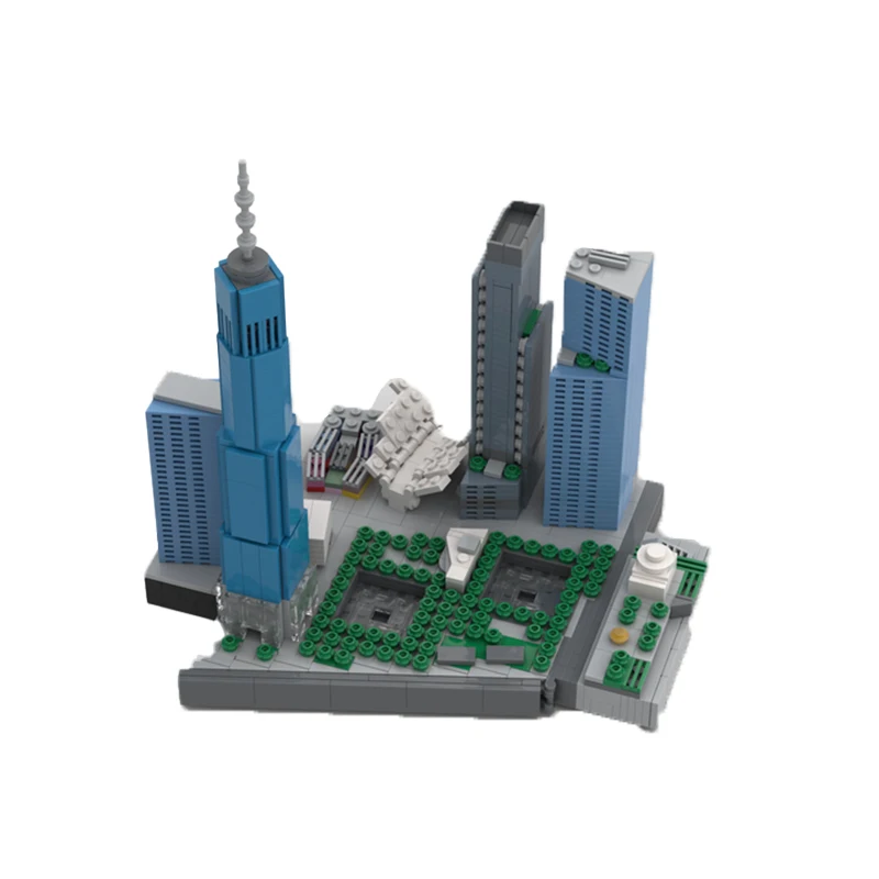 MOC Modern Technology Building DIY New World Trade Center Blocks 1191PCS Assembly Model Brick Display Creative Children Toy Gift