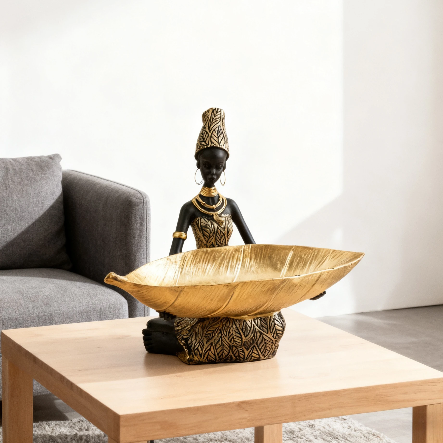 

Advanced Creative Vintage Black Woman Sculpture African Art Home Storage Decoration Resin Desktop Storage Decoration