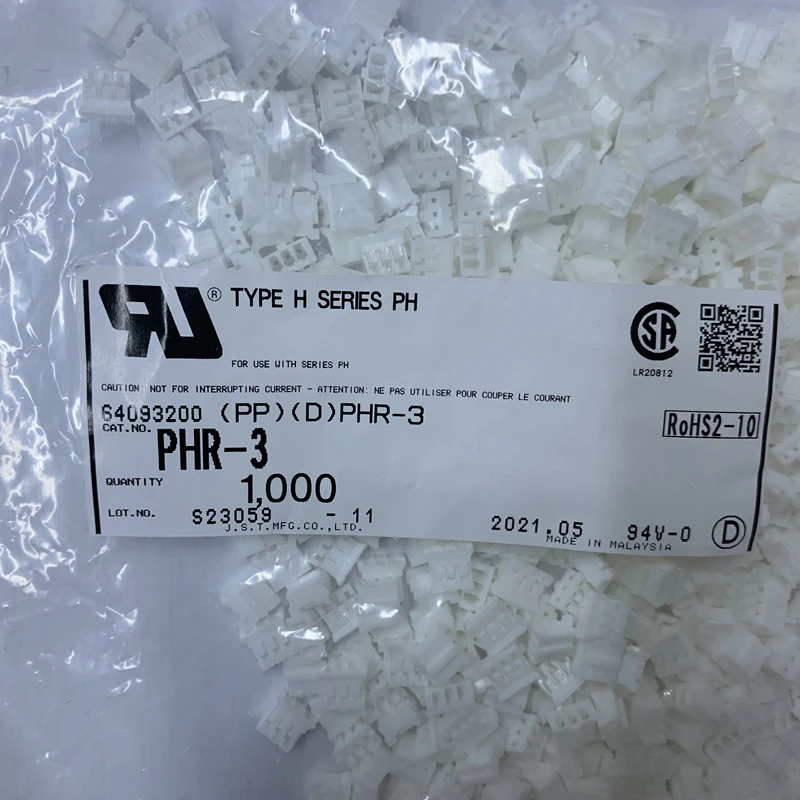 100pcs-1000pcs PHR-3  JST Connector  3pin 2.0mm Pitch terminal glue shell