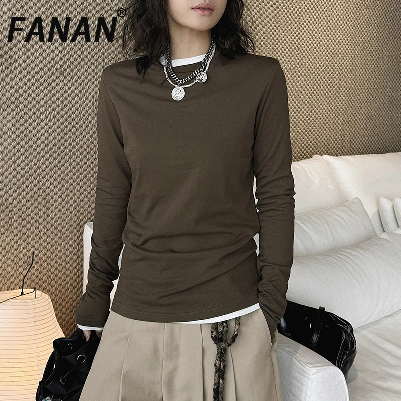 

Комплект из 2 предметов FANAN: минималистичные женские топы с круглым вырезом и длинным рукавом, модные пуловеры, весна 2026, новинка