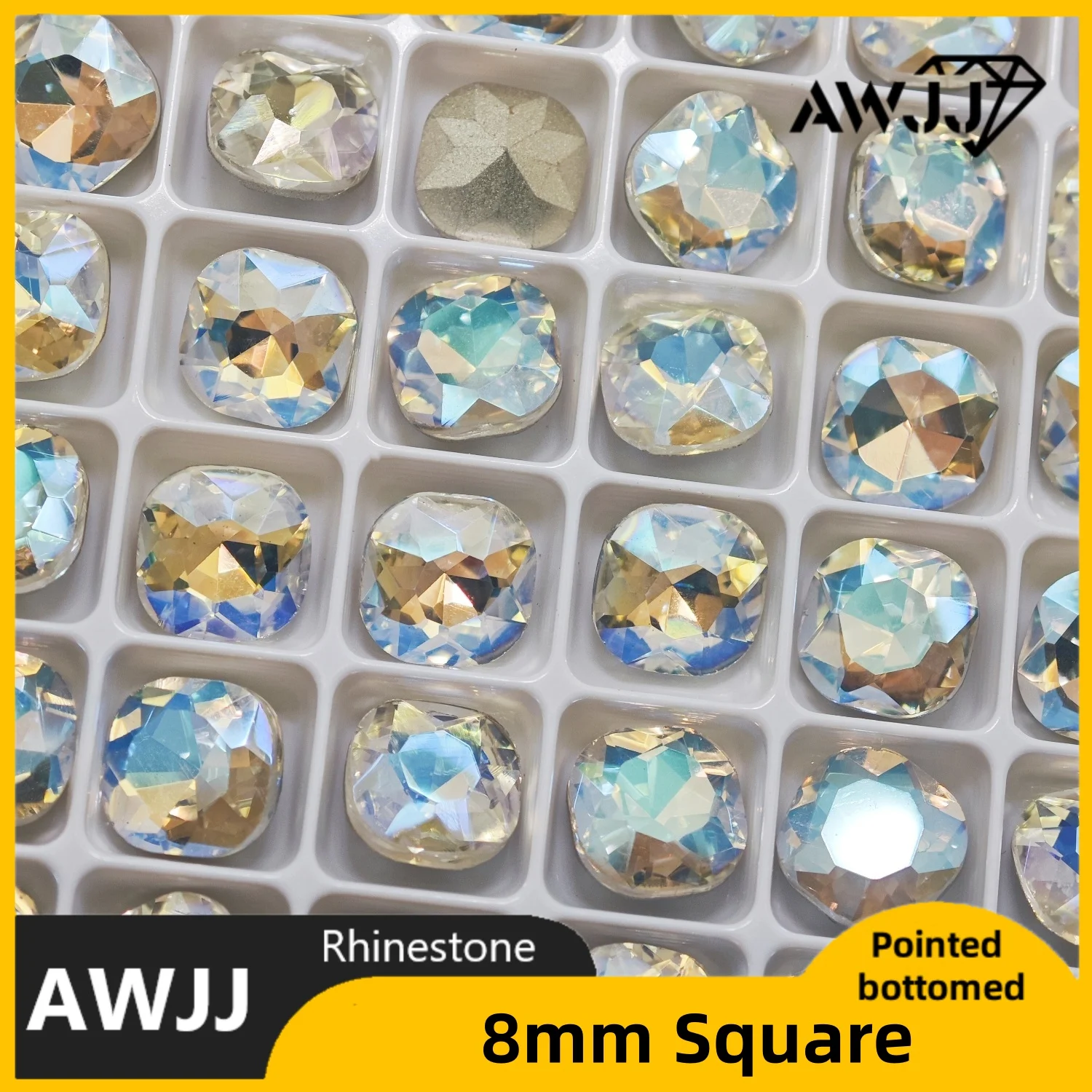 وامض قطرة بيضاء على شكل فراشة على شكل قلب وأشار قاع الديكور الأحجار الكريمة المستخدمة للأقراط والقلائد وإكسسوارات مجوهرات الأظافر