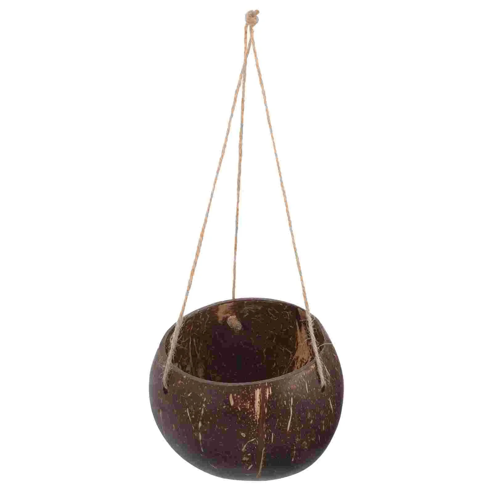 

Polished Waterproof Coconut Shell Hanging Flower Pot With Rope Large Plant Container Balcony Garden Planter Holder