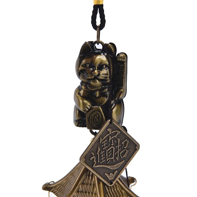 1pc New Metal Copper Wind Chime Pendant Door Decoration Lucky Cat Feng Shui Pendant