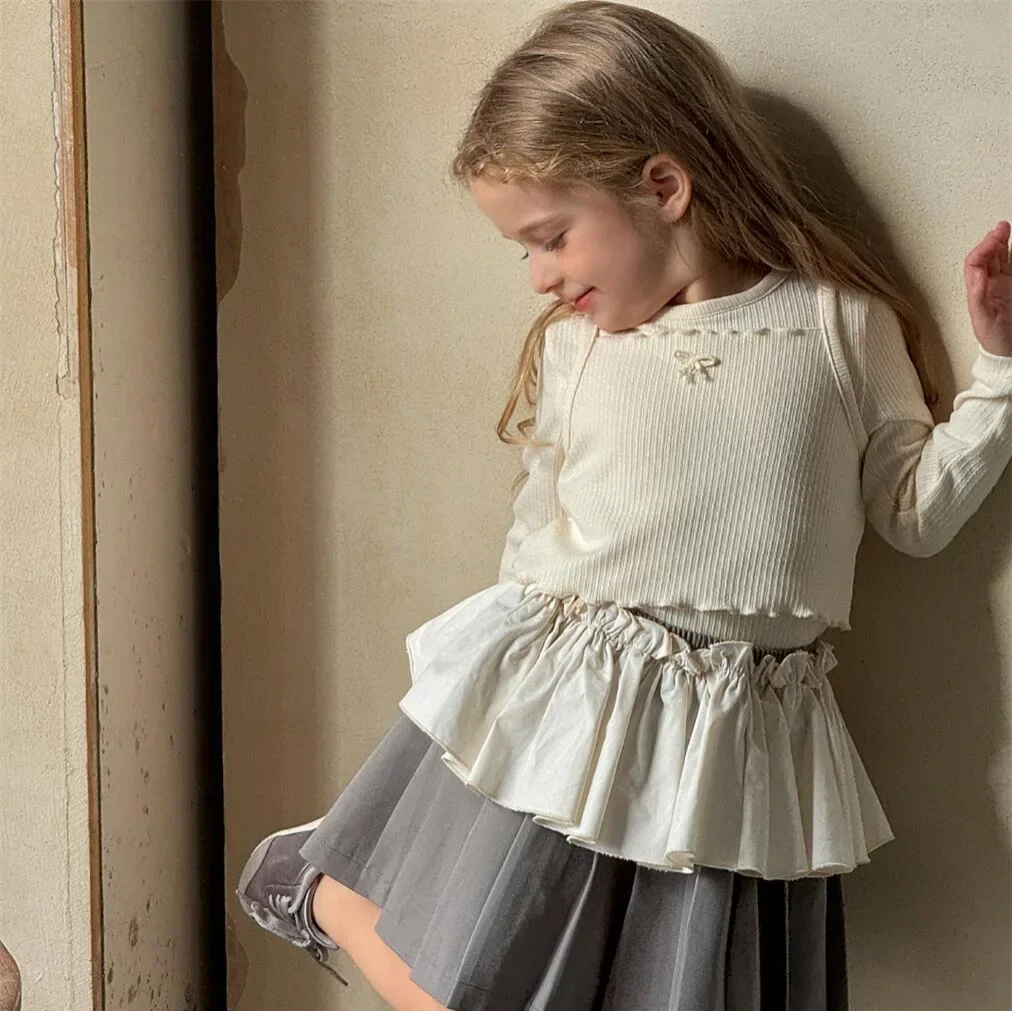 

Knitted Shirt 2025 Spring and Summer New Korean Undershirt Halter Tops Two Piece Set Fashion Cute Knitted Shirt