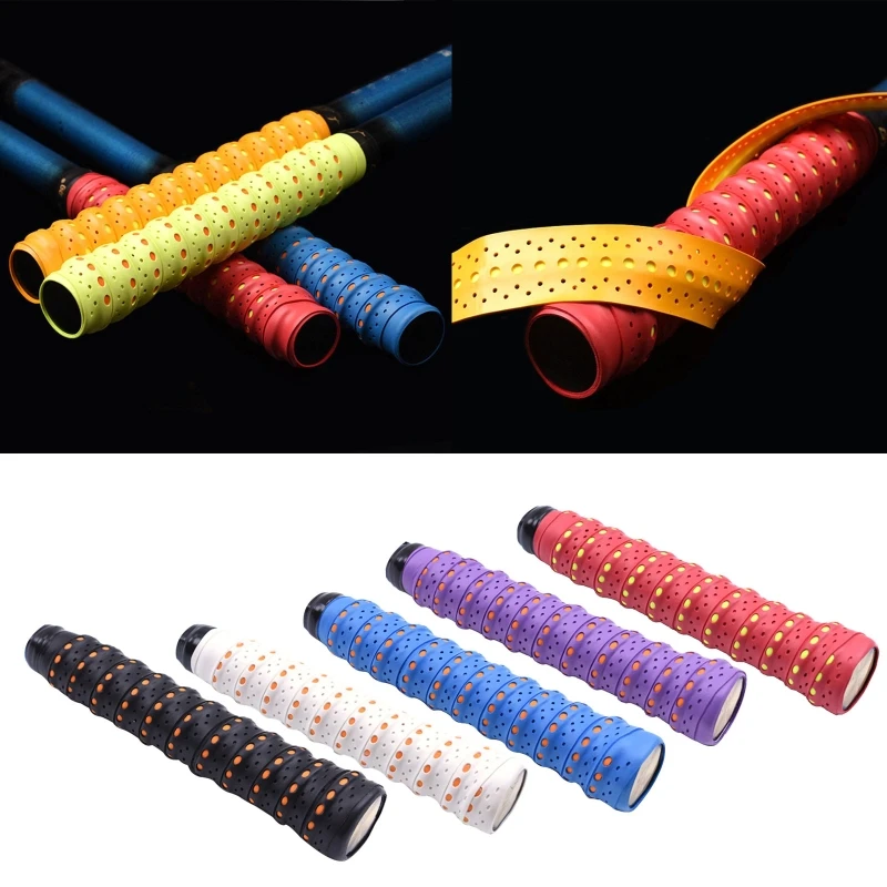 New Racket Grip Anti Slip Perforated Super Absorbent Tennis Overgrip Badminton Pickleball Handle Grip Winding Strap Dropship