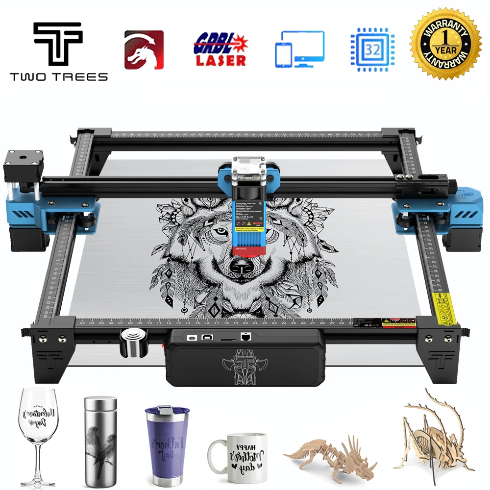 Twotrees 300x300mm CNC Laser Engraving Machine TTS 40W/80W Metal Laser Engraver Wifi Control MDF Acrylic Acid Cutting