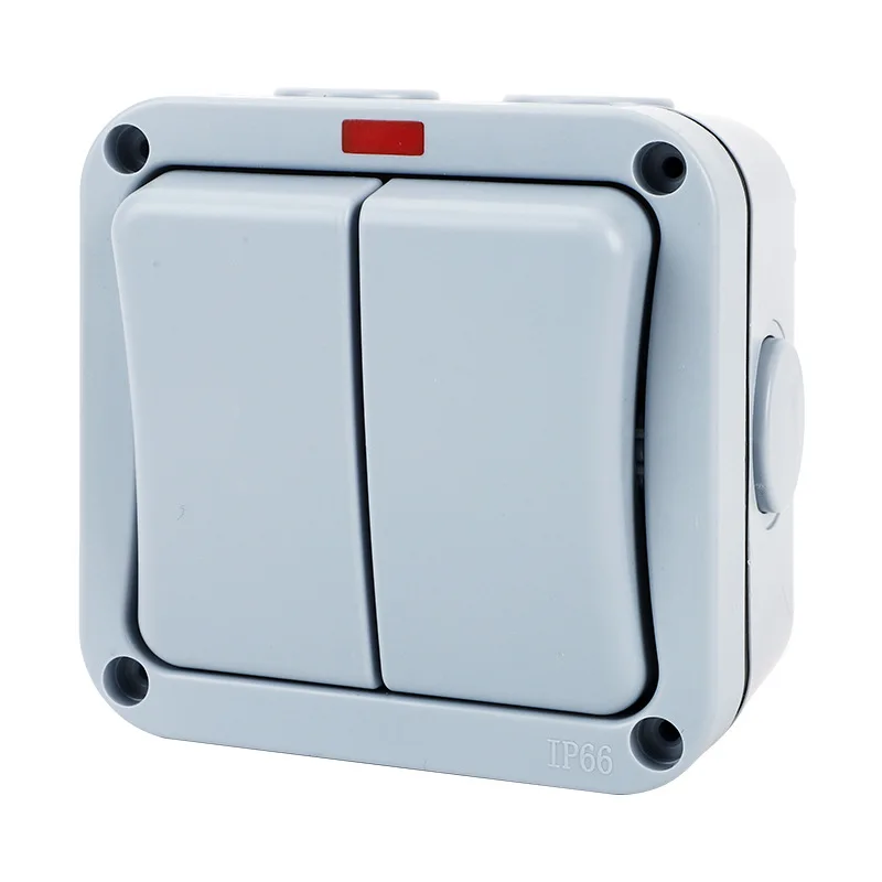 Waterproof Switch, Outdoor Construction Site with Indicator Light, Dual Control Anti-rainstorm Open Installation Switch