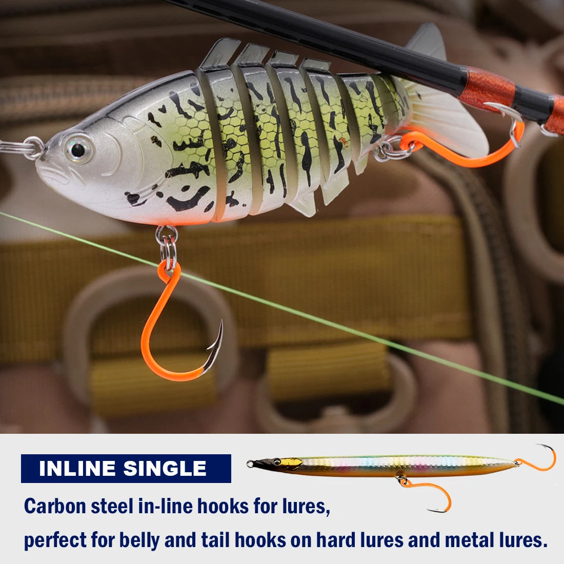 FishTrip Fishing Inline Single Circle Hook High Carbon Steel Fishing Lure Hook Big Eye UV Orange Plated Jiging Hook Saltwater - Image 4