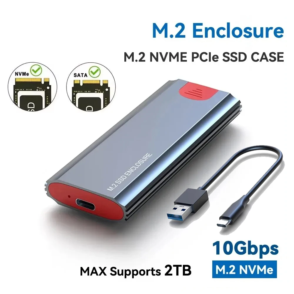 M2 NVMe SATA SSD 케이스, 10Gbps SSD 박스, M.2 NVME NGFF SSD에서 USB 3.1 인클로저, A 타입에서 C 타입 케이블, M.2 SSD PC 액세서리 