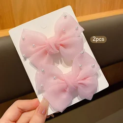 2 pink bow hair clips, sweet and cute, suitable for daily use as hair accessories