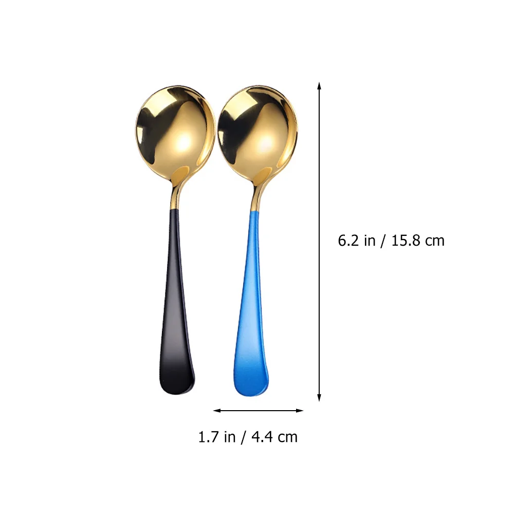 

1Set Stainless Steel Round Spoons Rustproof Tableware Dessert Icecream Coffee Soup Scoops Home Party Essential
