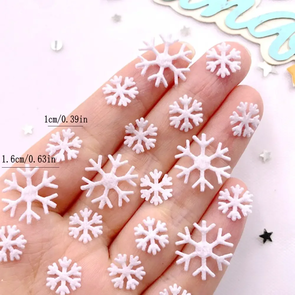 10mm 16mm Fabric White Christmas Snowflower Patch DIY Hair Bow Crafts Supplies Home Christmas Applique Accessories Art Decor E89