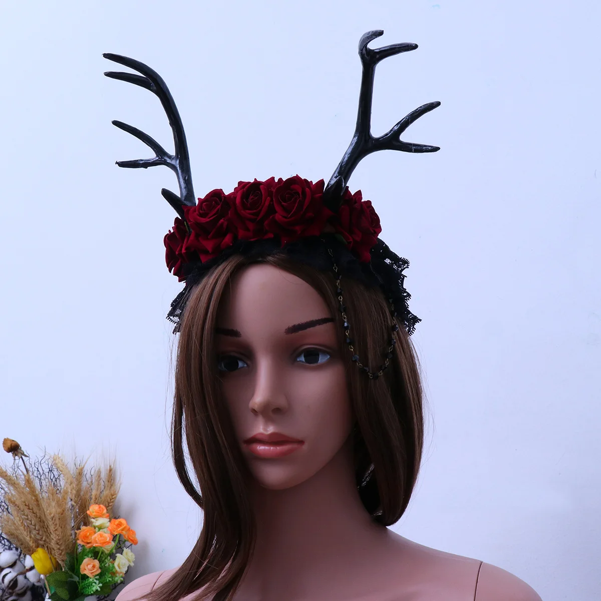 

Deer Horn Hair Hoop Glitter Antlers Floral Headband Party Festival Christmas Birthday Funny Hair Clip Headdress