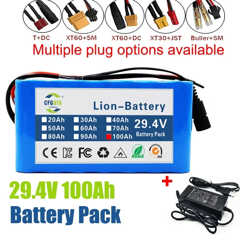 

24V 100Ah 7s3p 18650 Battery Lithium Battery 24v 100000mAh Electric Bicycle Moped Electric Lithium Ion Battery Pack + 2A Charger