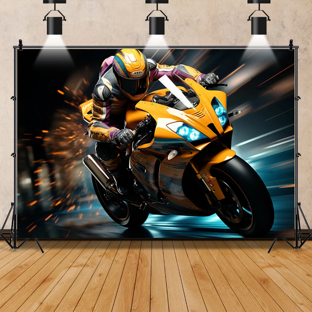 Motocross Racing Background Custom Dirt Bike Motorcycle Backdrop Kids Boy Birthday Party Decoration Banner Photography Poster