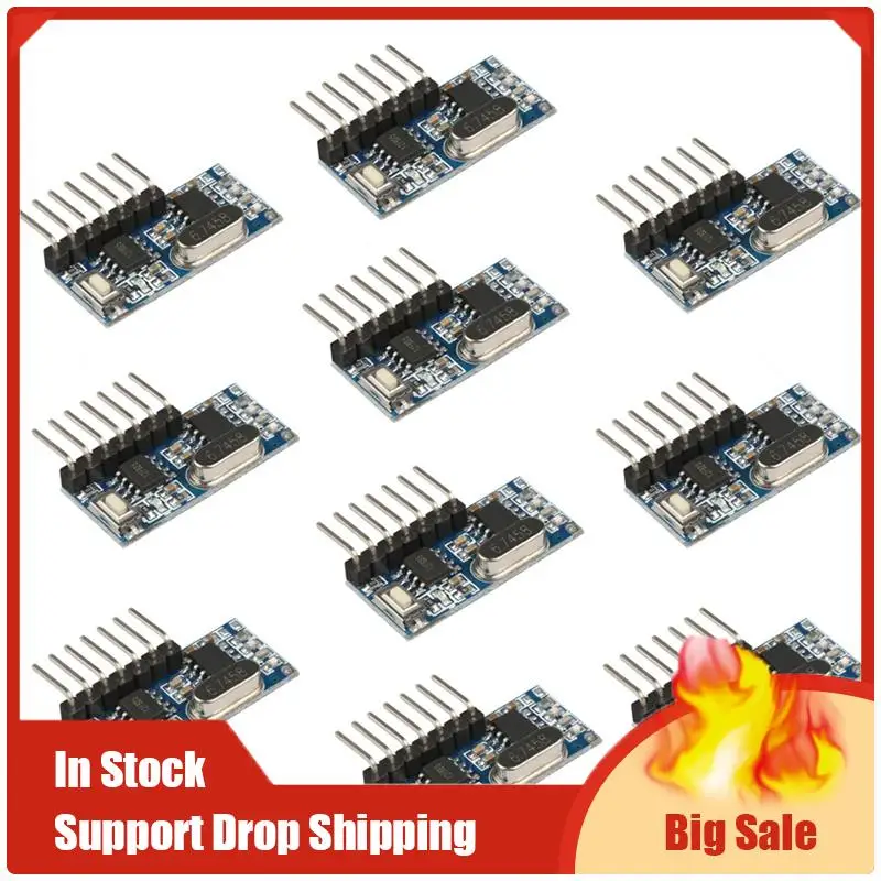 Top ข้อเสนอ 10PCS 433 Mhz ตัวรับสัญญาณ RF รหัสการเรียนรู้ถอดรหัสโมดูล 433 Mhz ไร้สาย 4 ช่องสําหรับรีโมทคอนโทรลการเข้ารหัส
